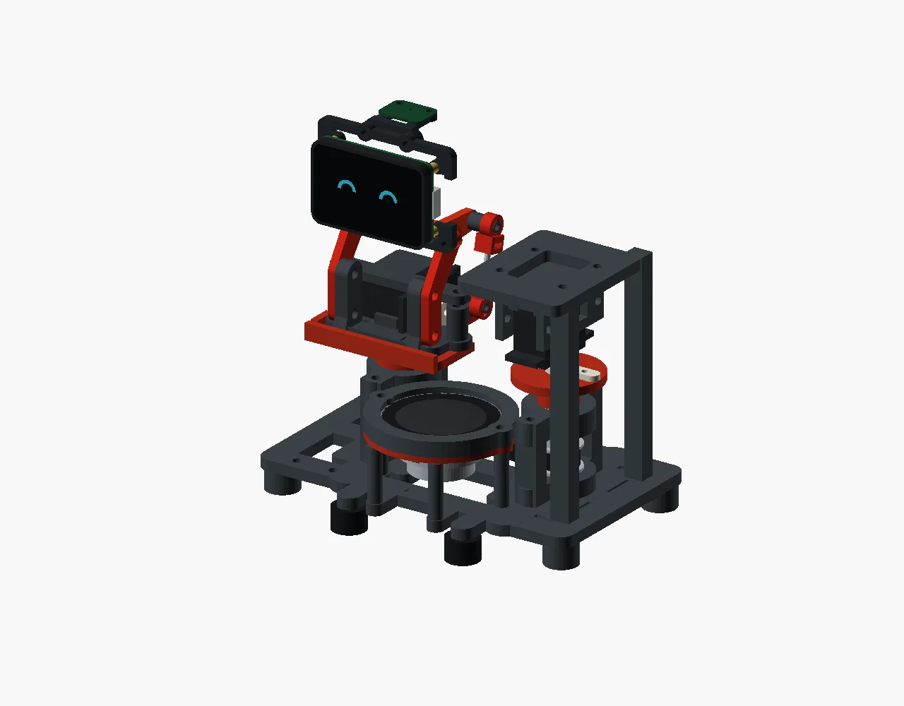 The full belt-pan packaging study with the retained upper assembly.