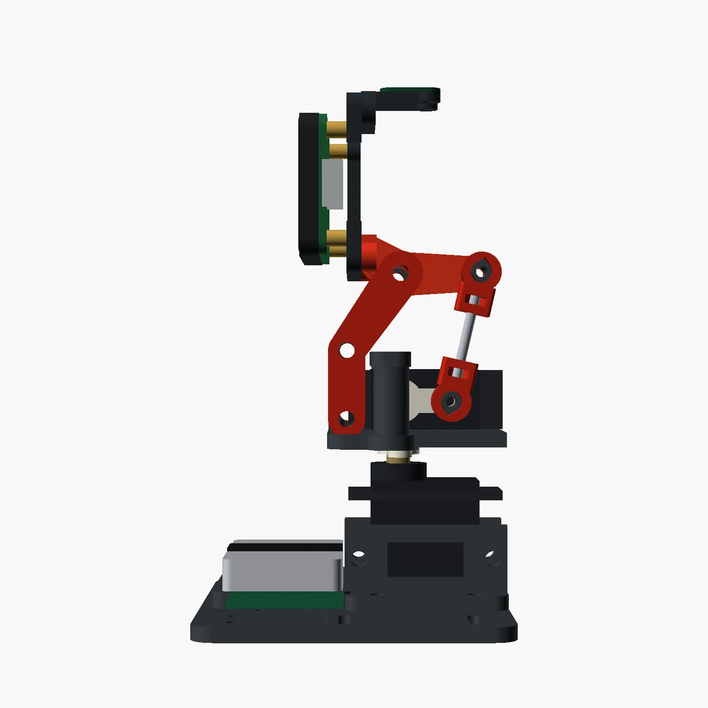 The tilt mechanism that the gesture commands move. This rendering is a mechanical reference, not a measurement of motion.