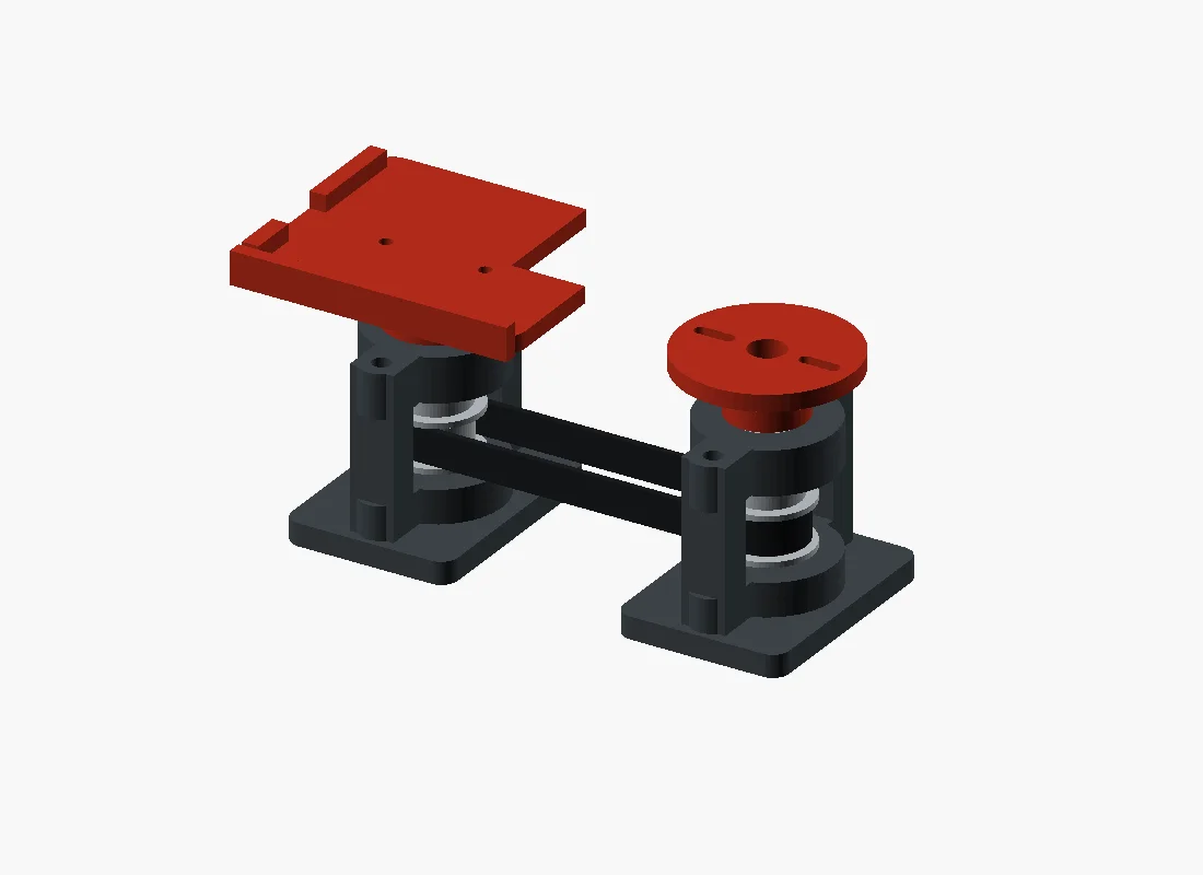 The separate drive supports and platform arrangement beneath the head.