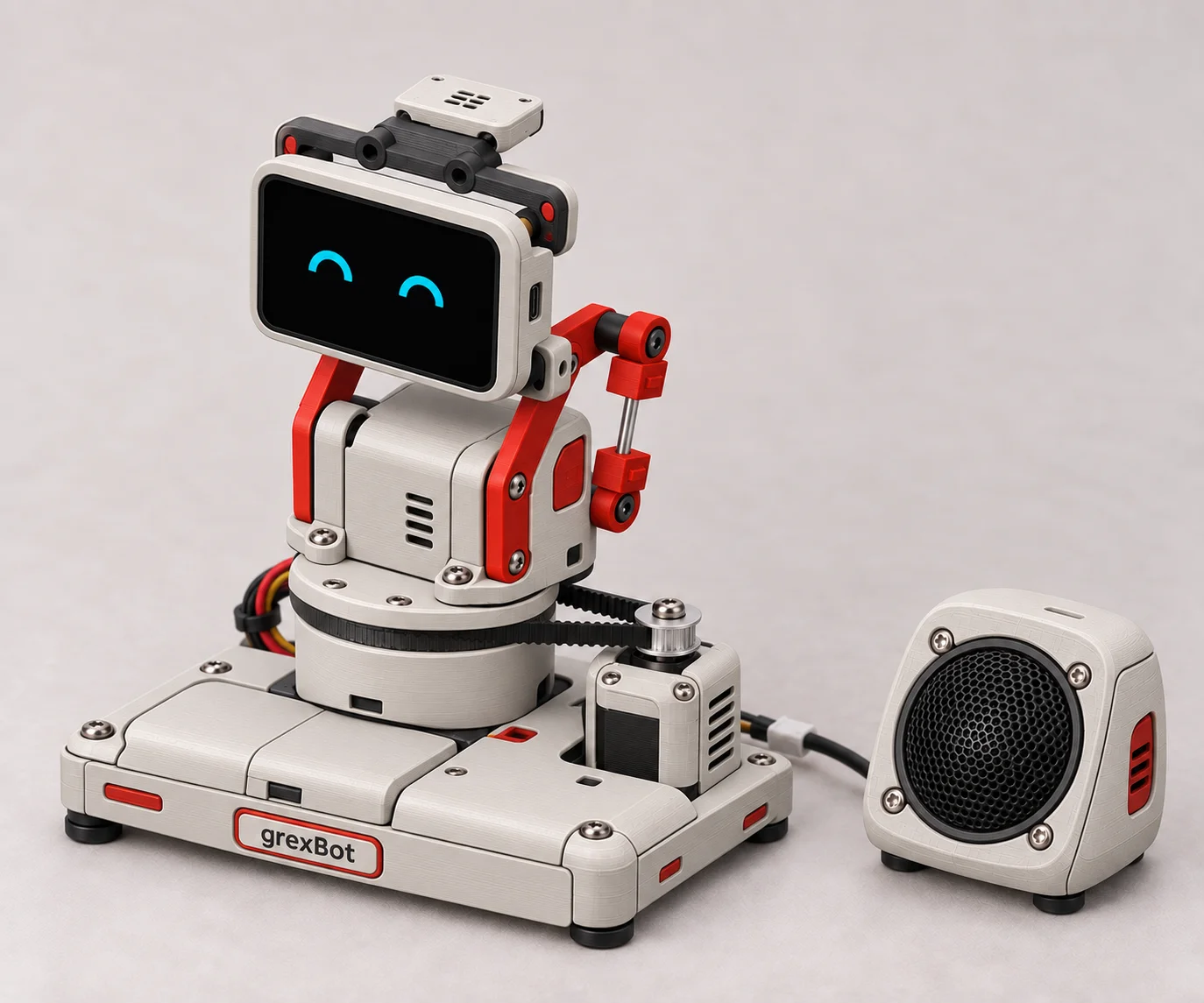 The original ivory-and-red shell direction, with its matching speaker pod.